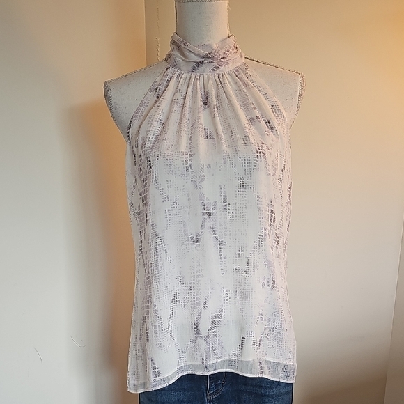 Joie Tops - WHBM White and Purple Snake Halter Top